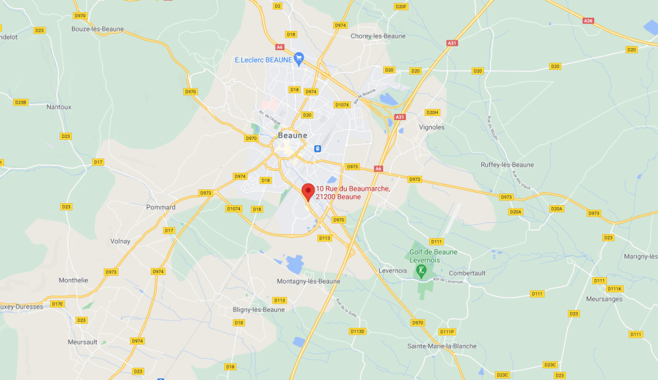 Carte de l'emplacement de VINI HOTEL à Beaune, proche de l'autoroute A6